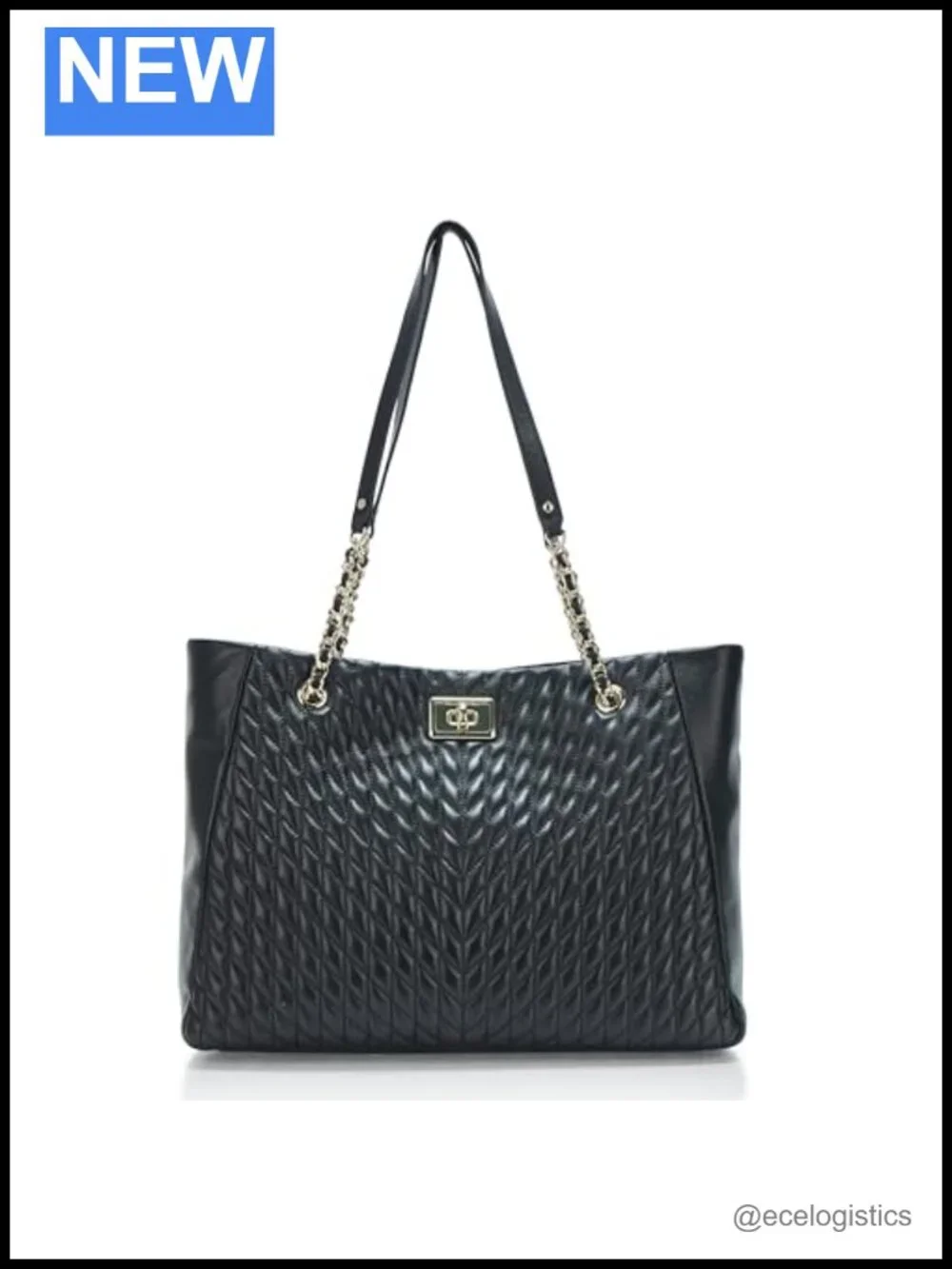 Faux Leather Tote Handbag with Shoulder Strap